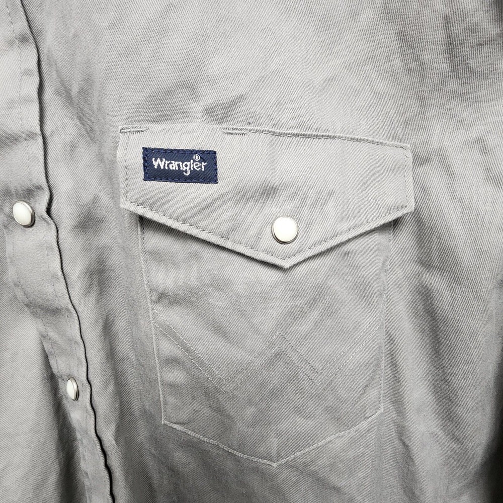 Wrangler Cowboy Cut Western‎ Firm Finish Work Shirt Mens 2X Gray Pearl Snap READ - Picture 8 of 15